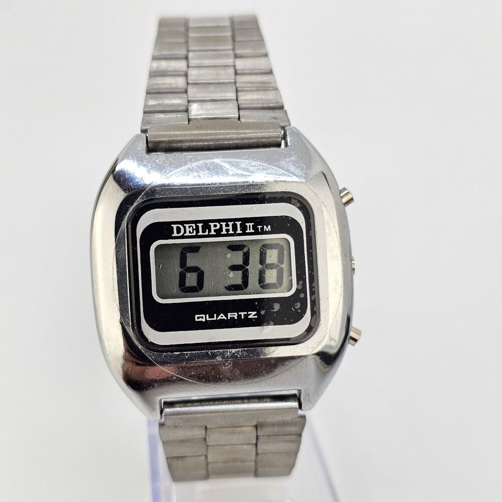 VTG 35MM Delphi Digital‎ Men's Watch Gray Band 7" New Battery LIGHT NOT WORKING